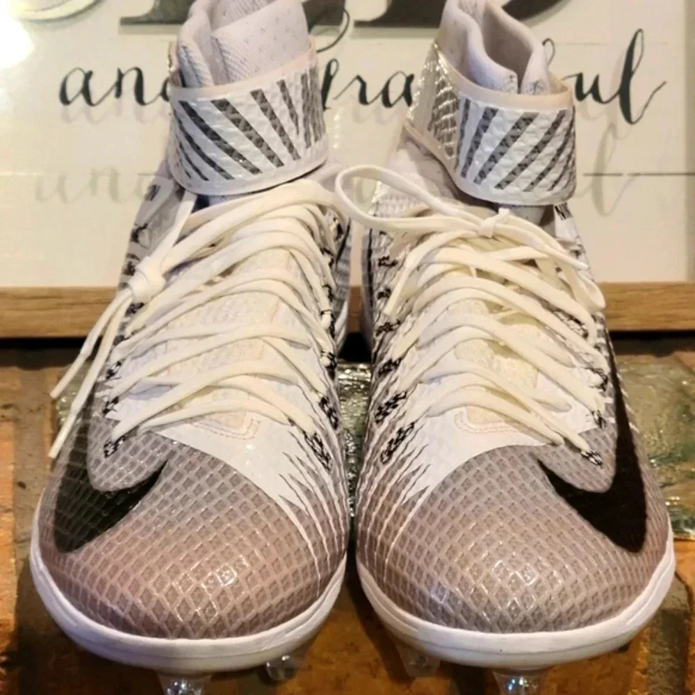 Nike Lunarbeast Elite TD Football Cleats White, Grey Sz 17 #79873 100